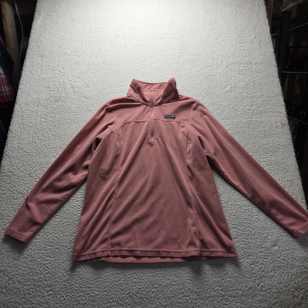 Columbia Pullover Womens 2XL Pink Fleece 1/4 Zip Mock Neck Outdoor Hiking Top